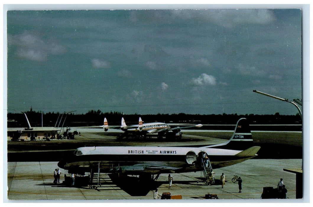 c1970s British West Indian Overseas Airways VC-700 Airplane Unposted Postcard