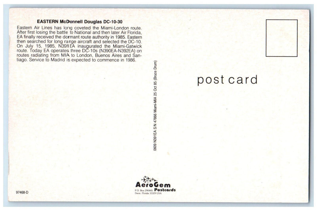 c1960s Eastern Boeing 757-225 N513EA Airplane Vintage Postcard