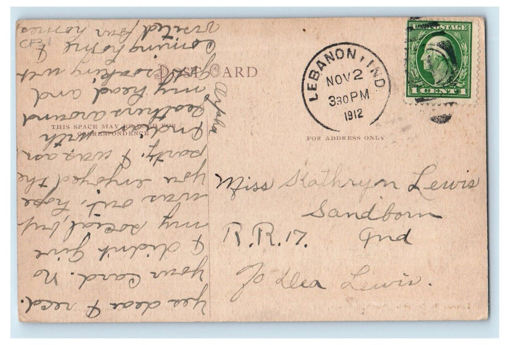 1912 Interior St. Joseph's Church Lebanon Indiana IN Posted Antique Postcard