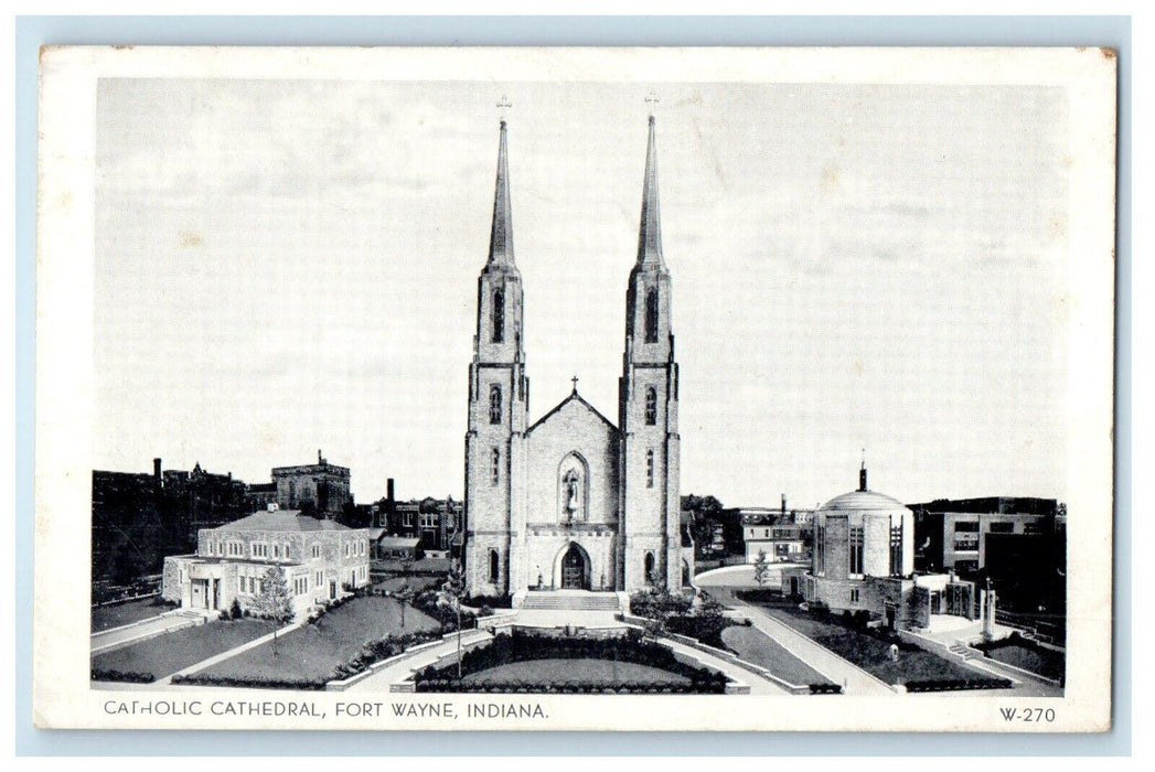 c1930's Bird's Eye View Of Catholic Cathedral Fort Wayne Indiana IN Postcard