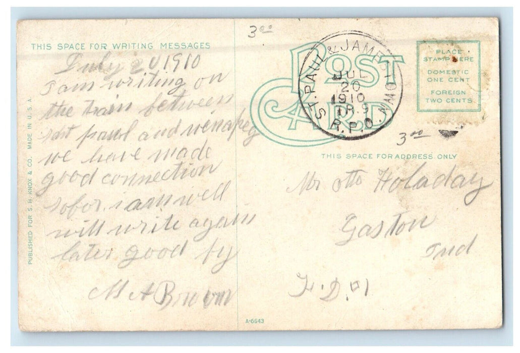 1910 New Post Office Building Street View Muncie Indiana IN Antique Postcard