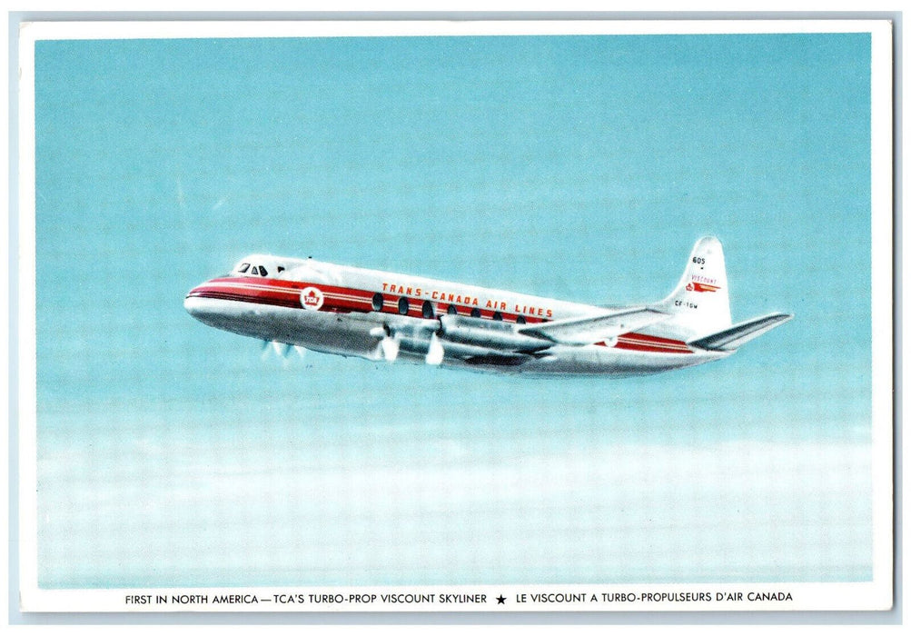 c1930s TCA'S Turbo Prop Viscount Skyliner Airplane Truro Nova Scotia Postcard