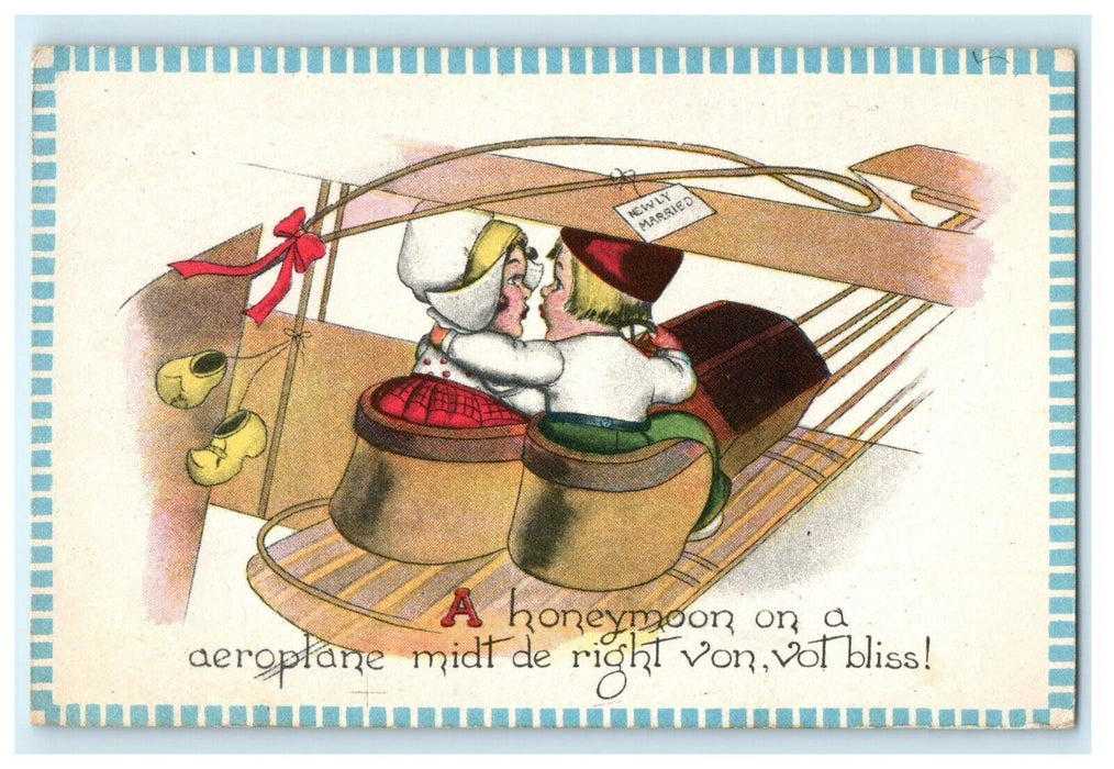 c1910 Dutch Kids Airplane J.N. Adam Co. Store Advertising Married NY Postcard