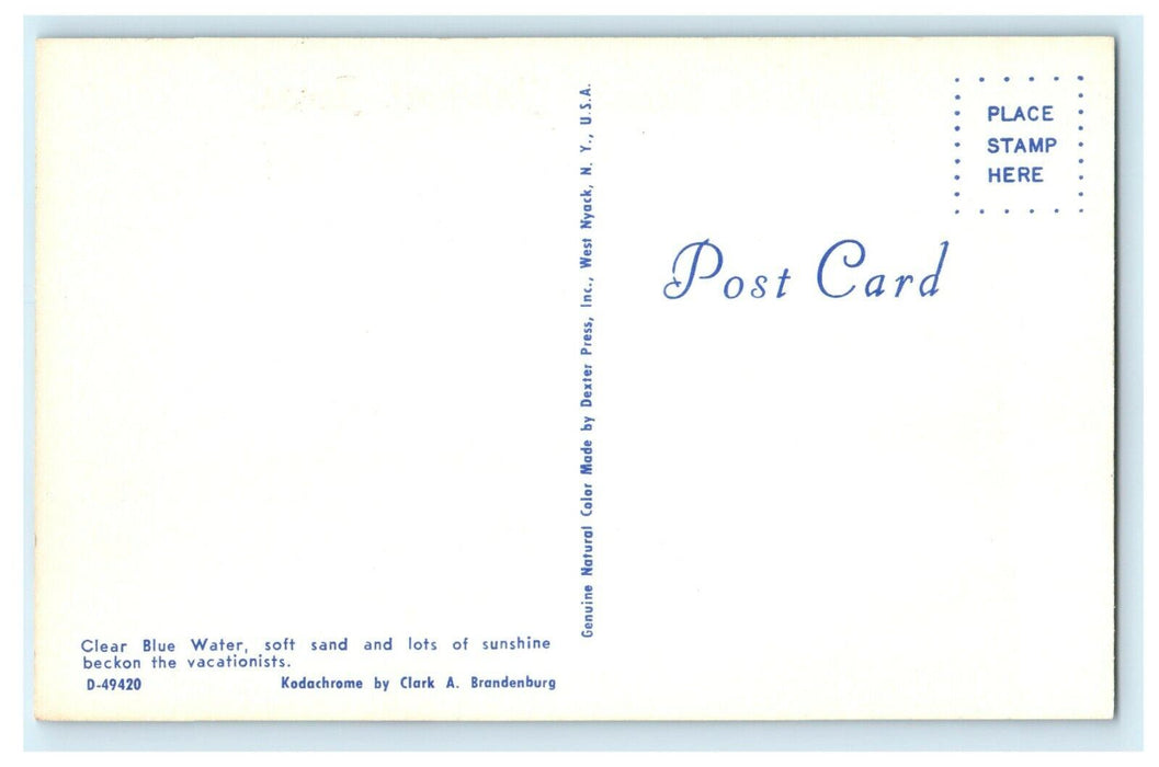 1960 People Swimming and Sunbathing Surfside Beach, Freeport, Texas TX Postcard