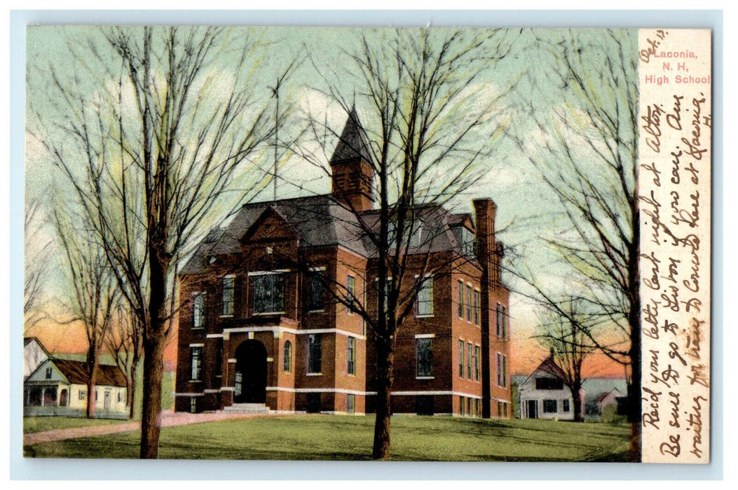 1907 Whitefield NH High School, Laconia New Hampshire NH Postcard