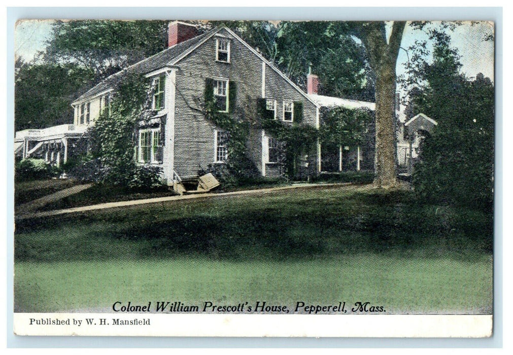 c1915 Colonel William Prescott's House, Pepperell, Massachusetts MA Postcard
