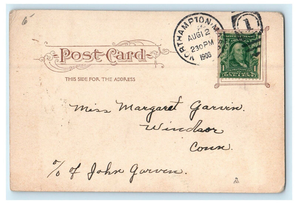 1908 View Of Court House Northampton Massachusetts MA Antique Postcard