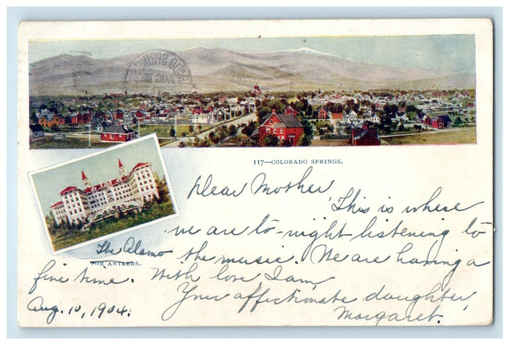 1904 Bird's Eye View And The Antlers Building Colorado Springs CO Postcard