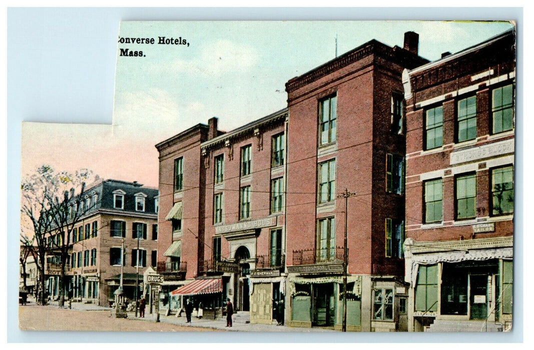c1918 Nassowanno & Converse Hotels, Palmer, Massachusetts MA Antique Postcard