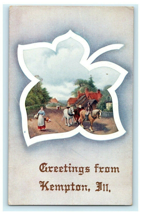 Greetings From Kempton Illinois 1908 Bloomington Antique Postcard