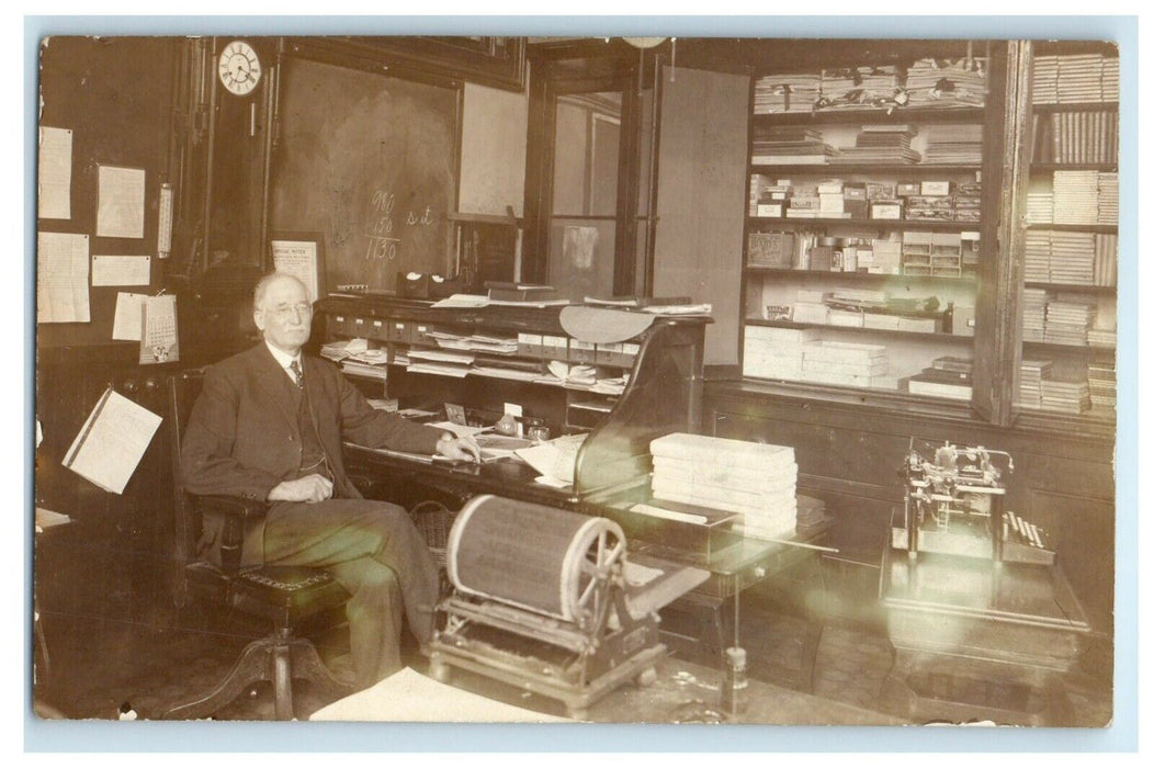 c1910's School Principal Office Interior RPPC Photo Antique Postcard