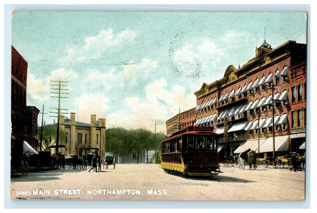 c1908 Main Street, Northampton Massachusetts MA Antique Posted Postcard