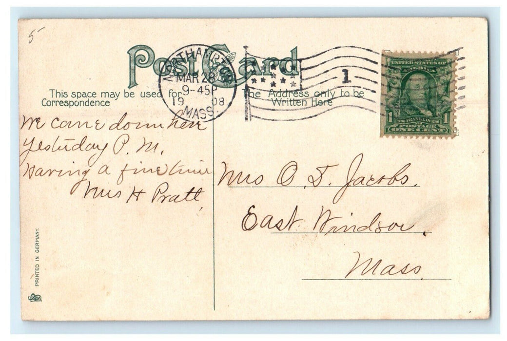 c1908 Main Street, Northampton Massachusetts MA Antique Posted Postcard
