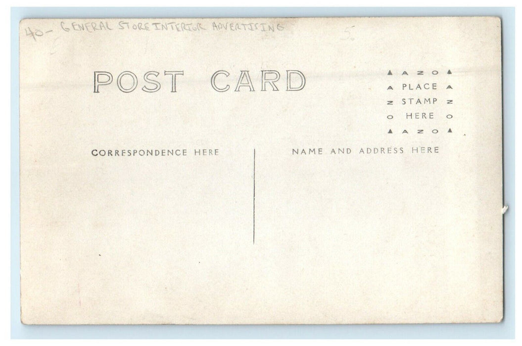 c1910's General Store Interior Advertising RPPC Photo Unposted Antique Postcard