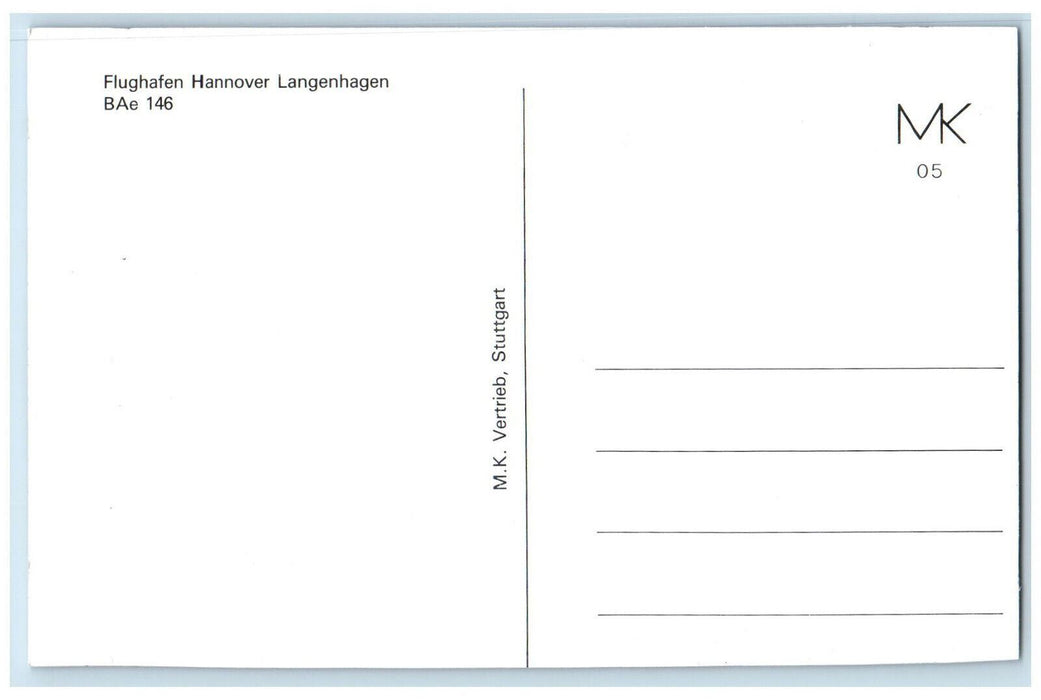 c1960's British Airways Airplane Flughafen Hannover Langenhagen BAe 146 Postcard