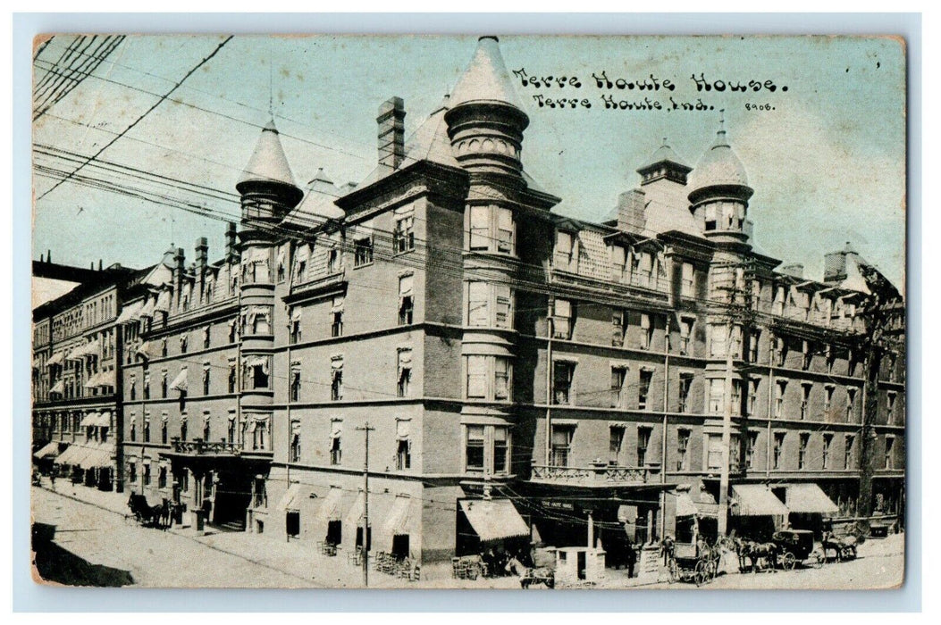 1910 Terre Haute House Building Street View Terre Haute Indiana IN Postcard
