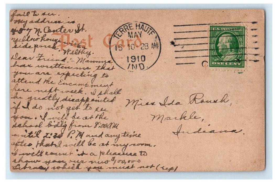 1910 Terre Haute House Building Street View Terre Haute Indiana IN Postcard