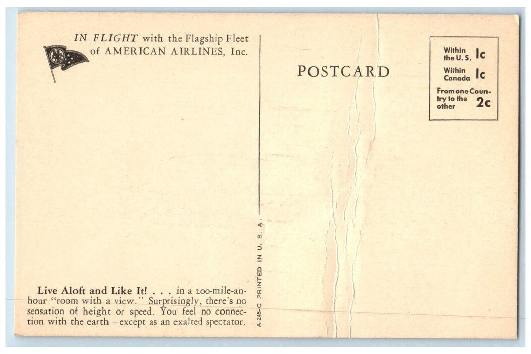 c1940's Flagship Fleet of American Airlines Inc Airplane Unposted Postcard