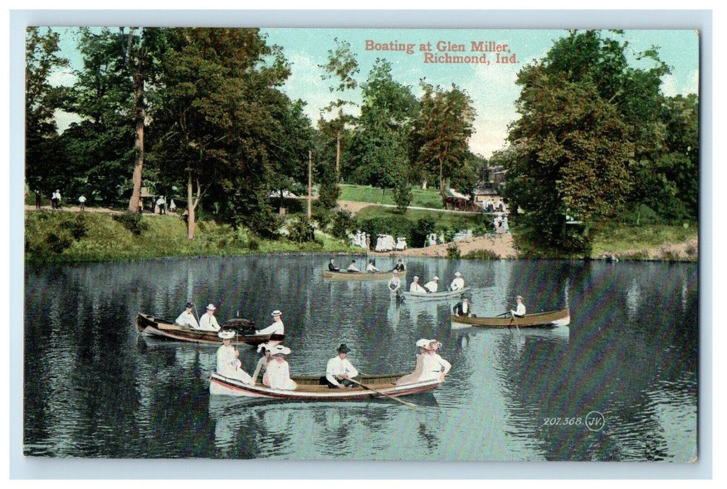c1910's A View Of Boating At Glen Miller Richmond Indiana IN Antique Postcard
