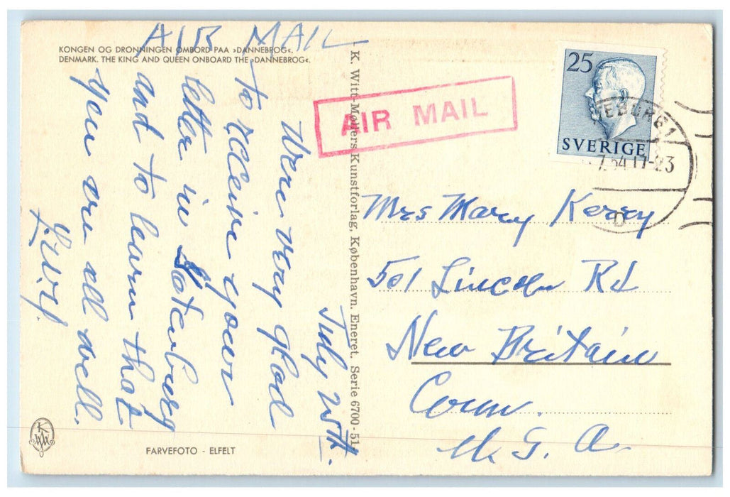 1923 The King and Queen Onboard the Dannebrog Denmark Air Mail Postcard