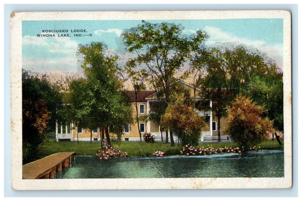 1935 View Of Kosciusko Lodge Winona Lake Indiana IN Posted Vintage Postcard