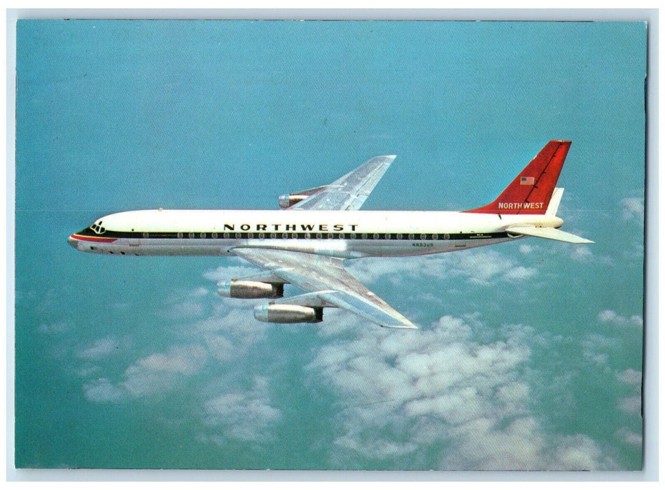 c1960's Northwest Airlines Convair 880 Douglas DC-8-33 Airplane Postcard