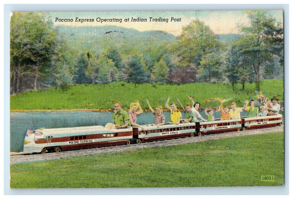 1947 Pocono Express Operating At Indian Trading Post Canadensis PA Postcard