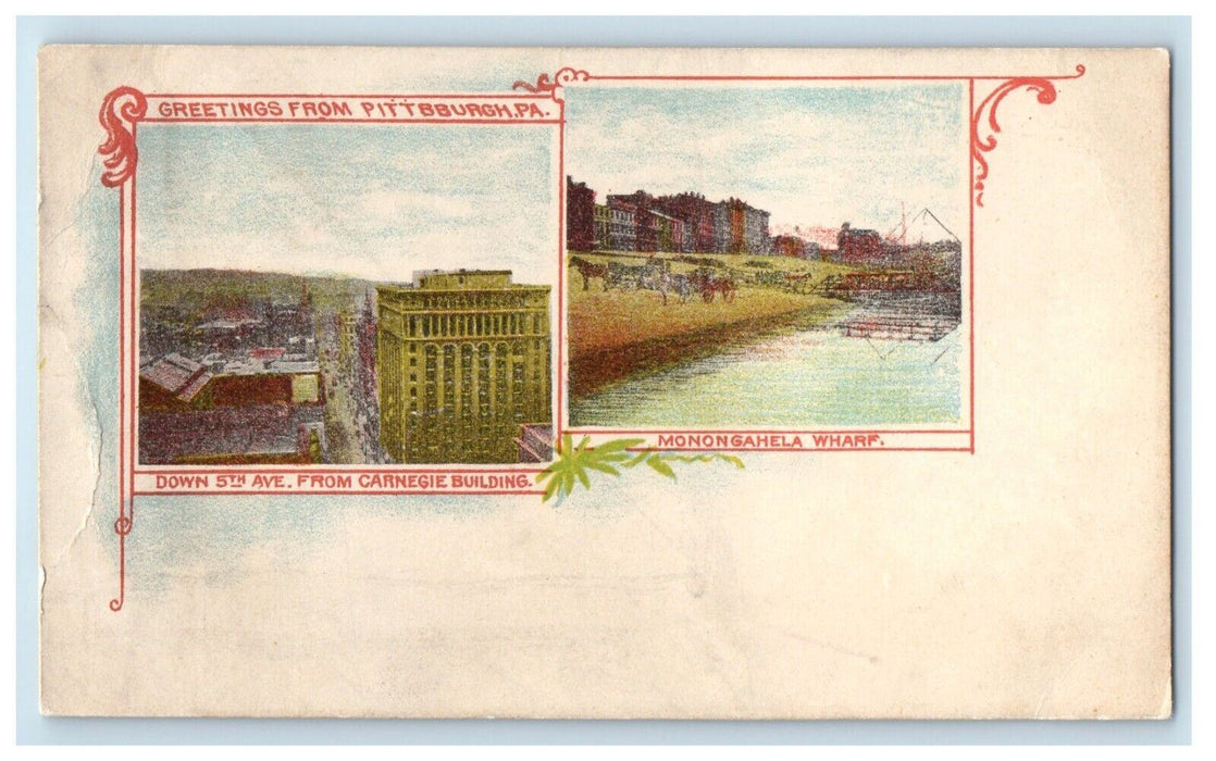 Greetings From Pittsburgh Pennsylvania PA, Carnegie Building Wharf Postcard