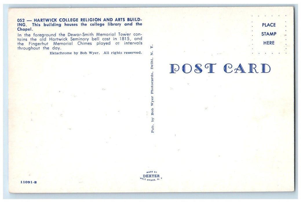 c1960's Hartwick College Religion Arts Building Oneonta New York Postcard