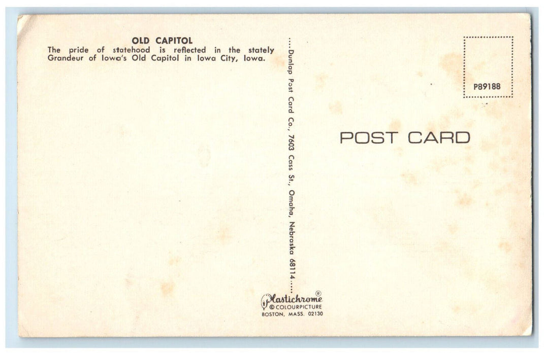 c1960's Grandeur of Iowa's Old Capitol in Iowa City Iowa IA Antique Postcard