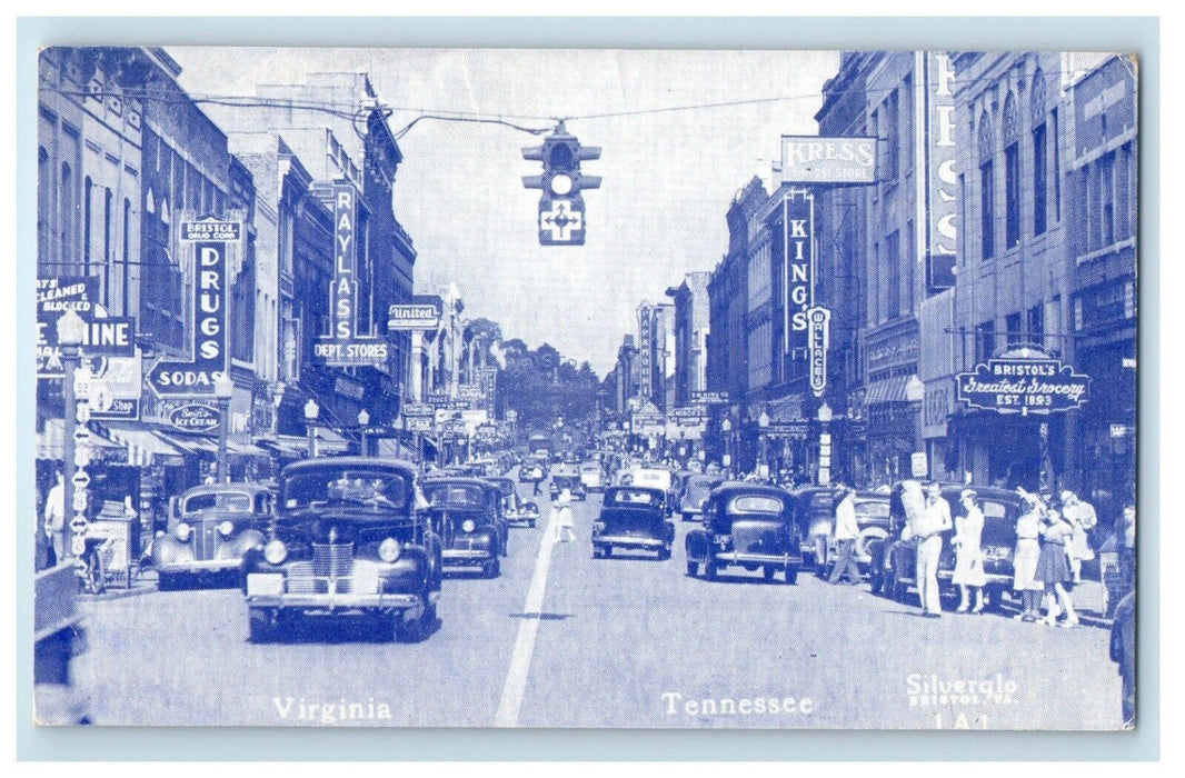 Street View Virginia Tennessee Silveralo Bristol VA, Twin City Service Postcard