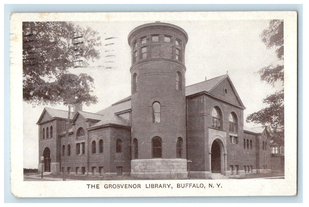 1909 The Grosvenor Library Building Buffalo New York NY Posted Antique Postcard
