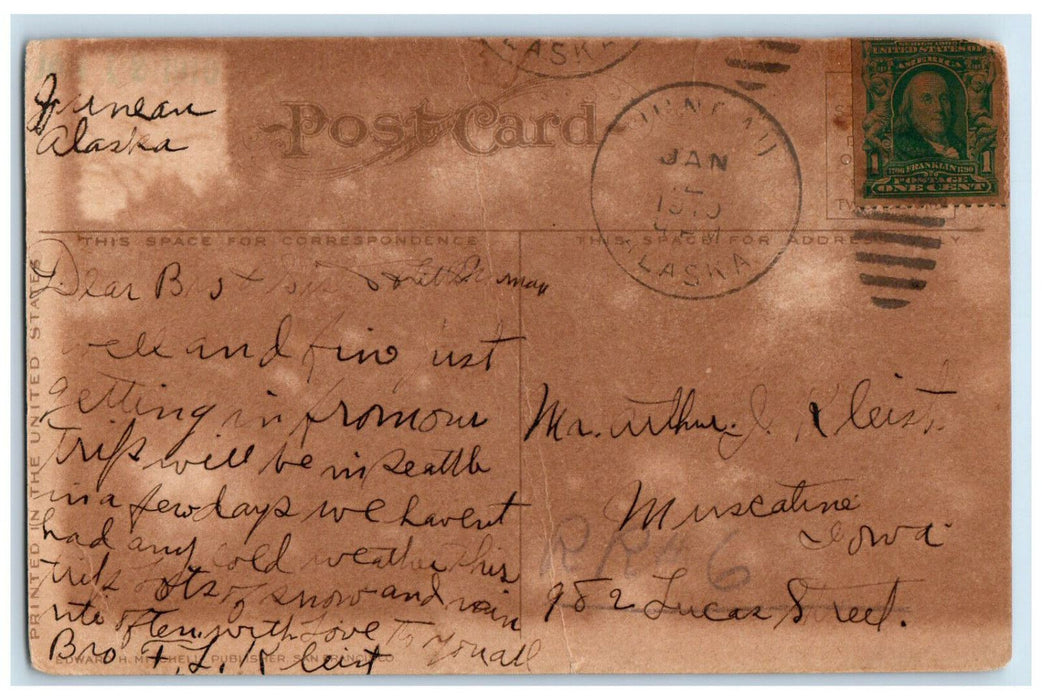 1915 Rock Mts. Steamer White Horse Big Smoke in Five Finger Rapids AK Postcard