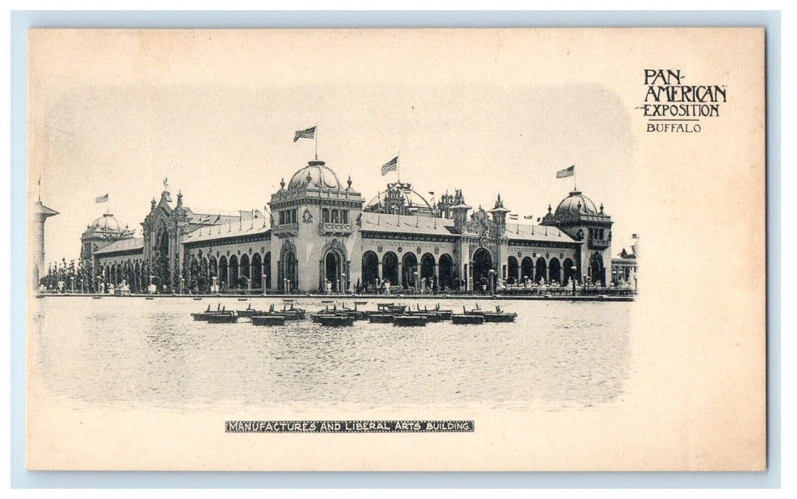 Manufactures And Liberal Arts Building Boats Pan American Exposition Postcard