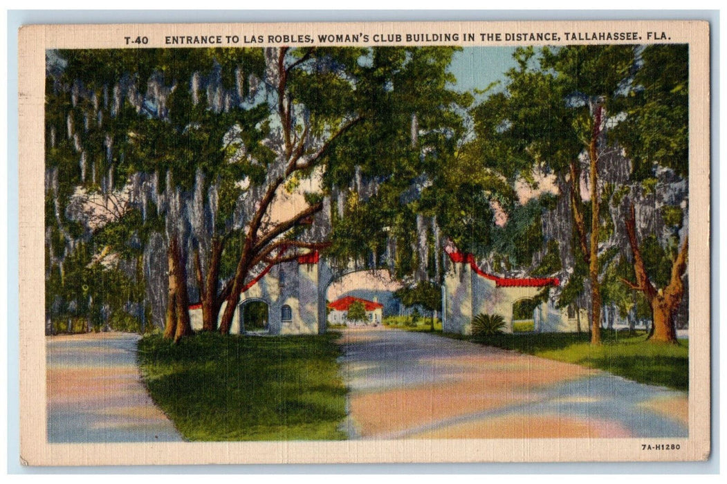 1939 Entrance to Las Robles, Woman's Club Building, Tallahassee FL Postcard