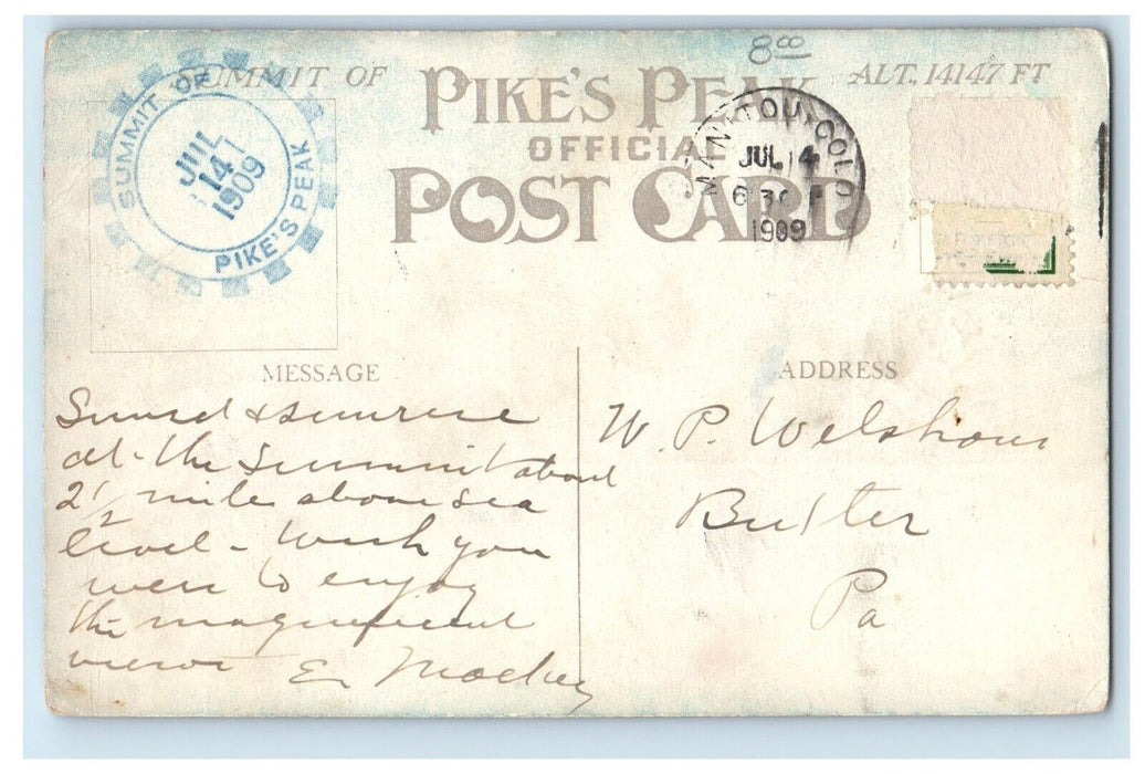 1909 Sunrise From Summit Of Pike's Peak Colorado CO, Sea View Antique Postcard
