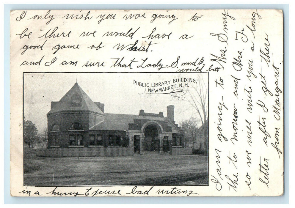 1905 Public Library Building Newmarket New Hampshire NH Posted Recieved Postcard