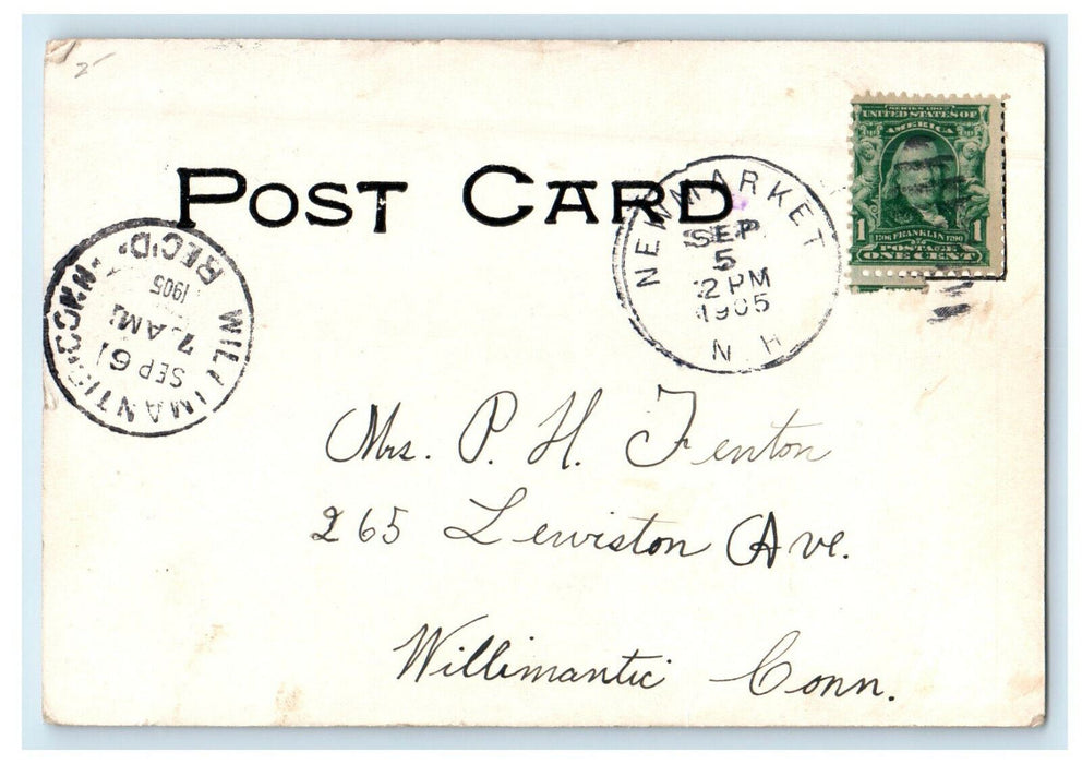 1905 Public Library Building Newmarket New Hampshire NH Posted Recieved Postcard