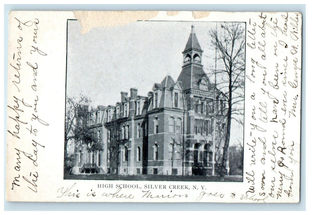 1906 High School Building Silver Creek New York NY Posted Antique Postcard