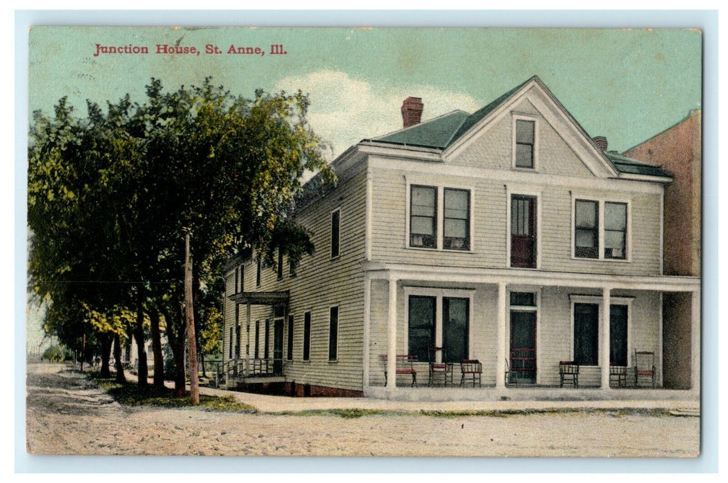 Junction House St. Anne Illinois 1910 Alvin Antique Postcard