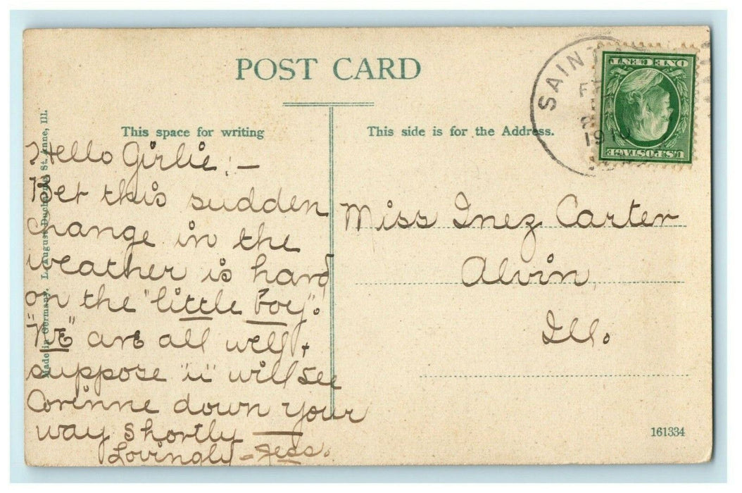 Junction House St. Anne Illinois 1910 Alvin Antique Postcard