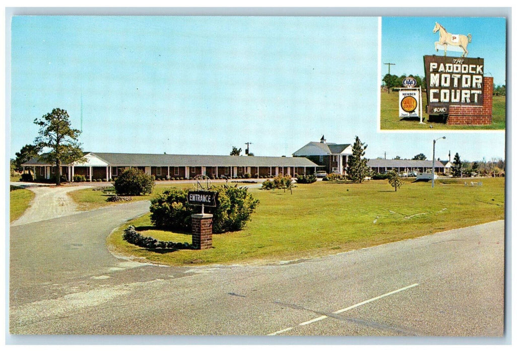 c1950s The Paddock Motor Court and Restaurant Manning South Carolina SC Postcard