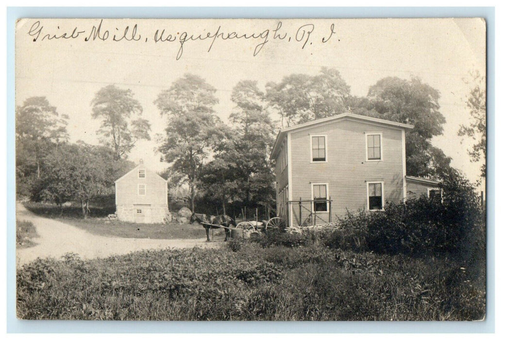 c1910's Grist Mill Usquepaugh Rhode Island RI RPPC Photo Antique Postcard