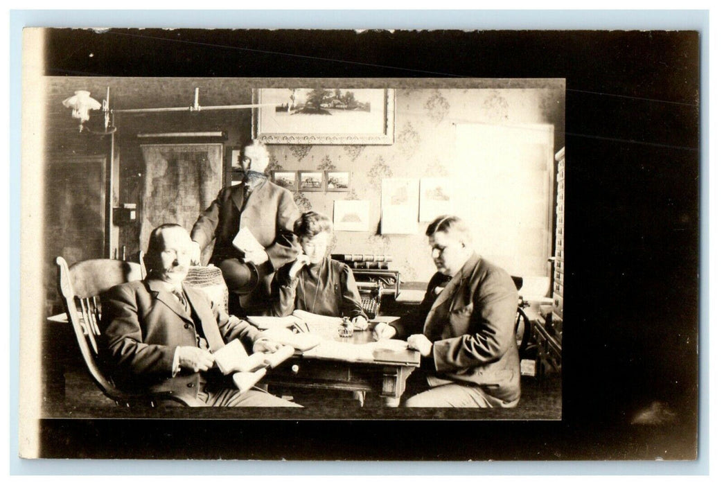 c1910's Parlor Interior Office Illinois IL RPPC Photo Antique Postcard
