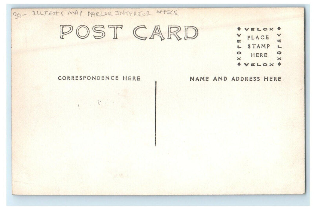 c1910's Parlor Interior Office Illinois IL RPPC Photo Antique Postcard