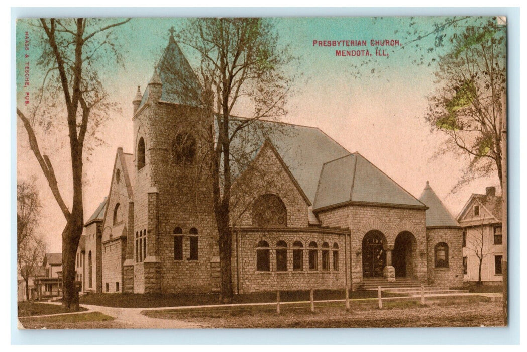 Presbyterian Church - Mendota Illinois c1910 Unused Antique Postcard