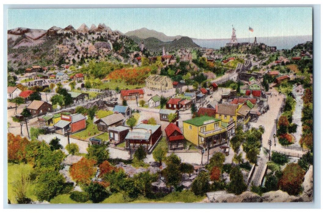 c1940s Colorful Business Establishments, Mountains, Roadside America PA Postcard