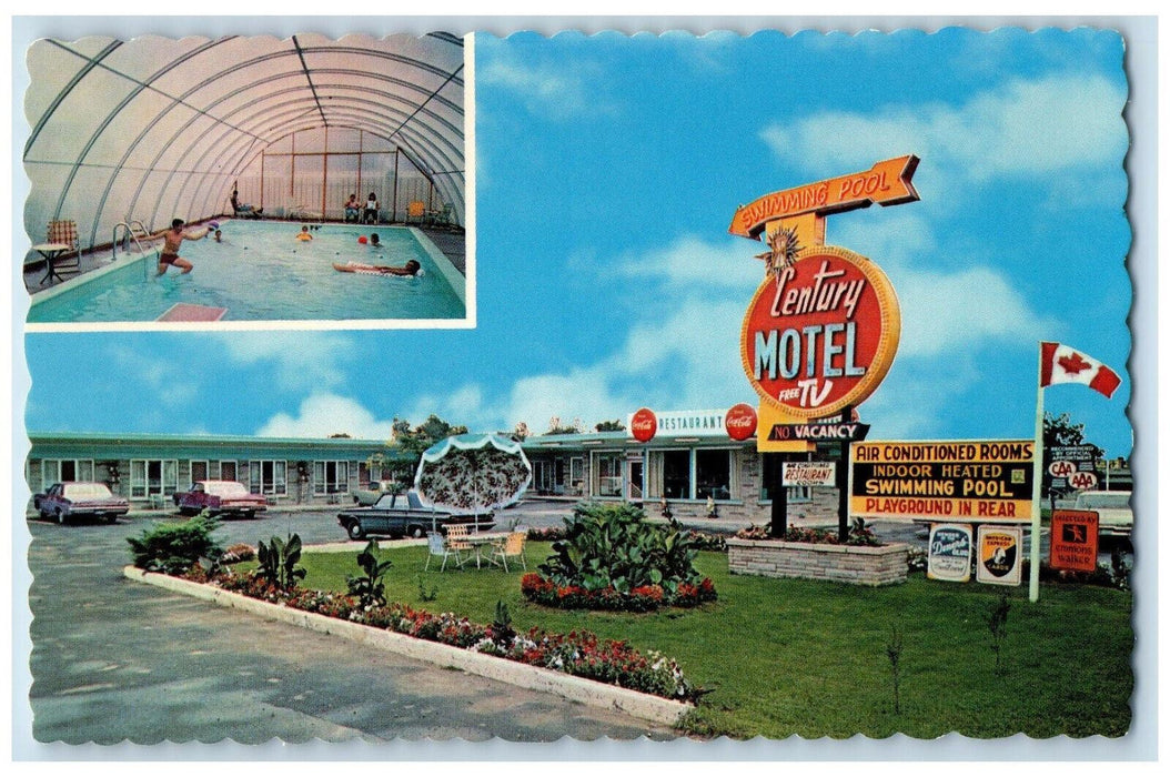 c1950s Century Motel & Restaurant Brookdale Ave Cornwall Ontario Canada Postcard