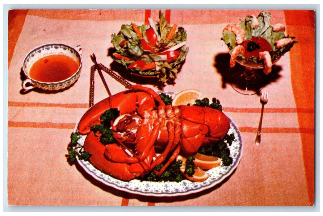 1970 New England Lobster Dinner West Dennis Massachusetts MA Postcard