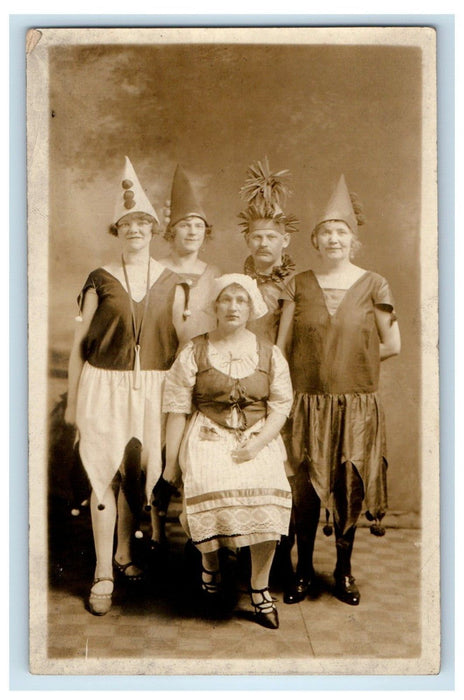 c1910's Party Halloween Costumes Studio Portrait PA RPPC Photo Unposted Postcard